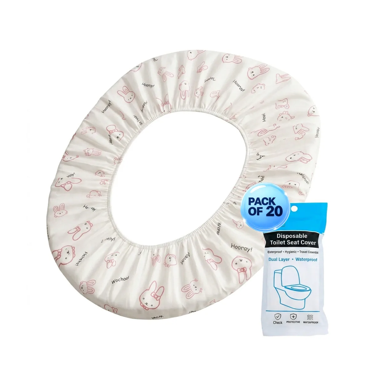 Marketplace ready listing photo: Cushioned Toilet Seat Cover, Warm, Washable, Universal Fit, Elastic Grip, One Size